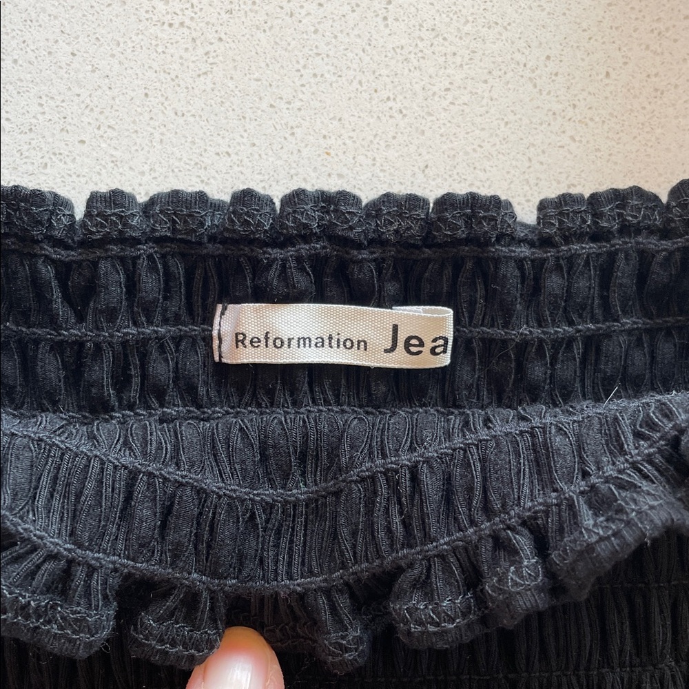Reformation Sable Smocked Ruffle Top in Jet Black, Size Small, NWOT - Picture 9 of 10